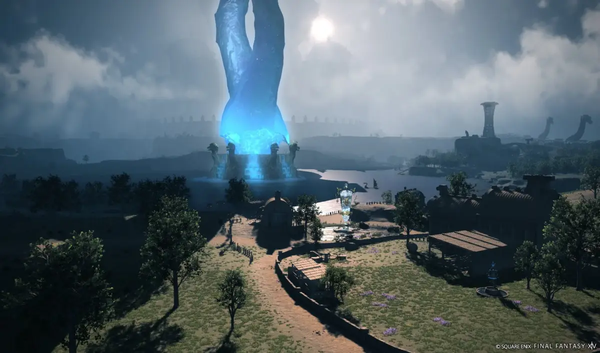 クリスタルと湖の風景