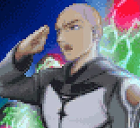 ピクセルアートで描かれた男性キャラクターが敬礼をしているイラスト