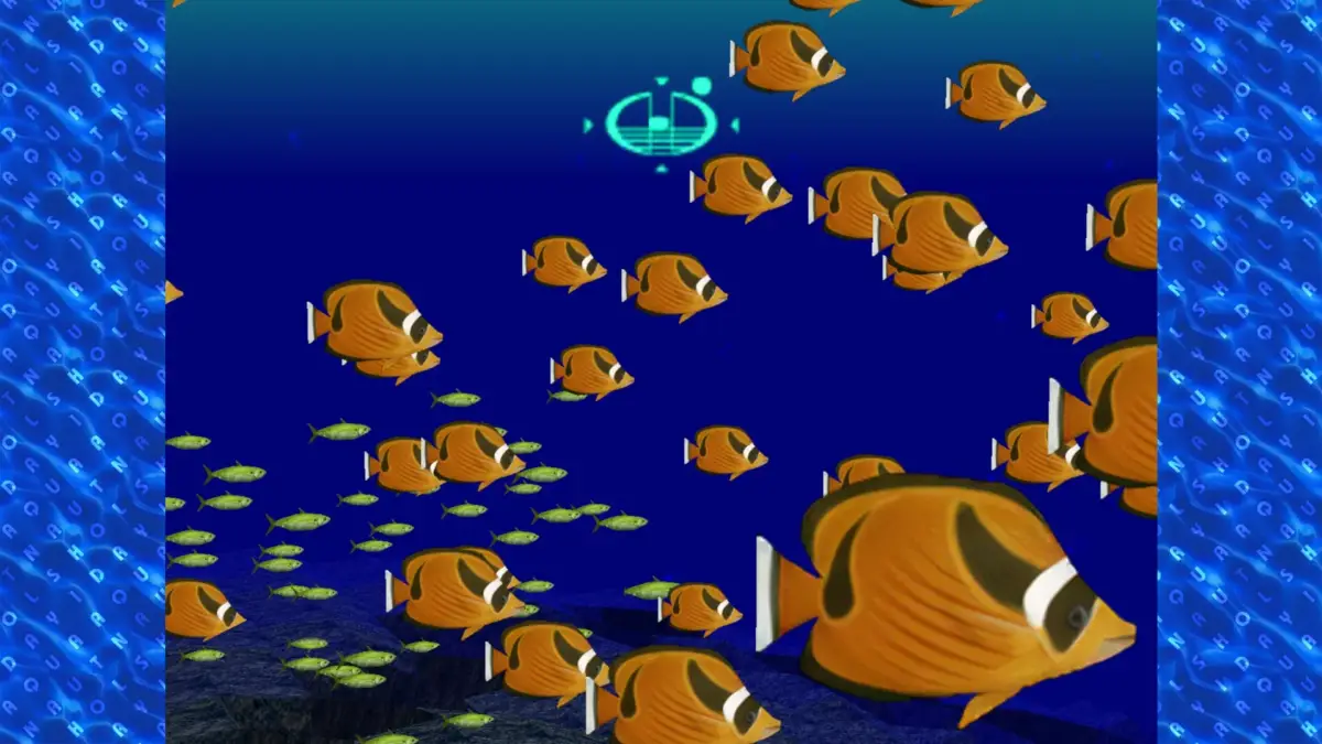 魚の群れが泳ぐゲーム画面
