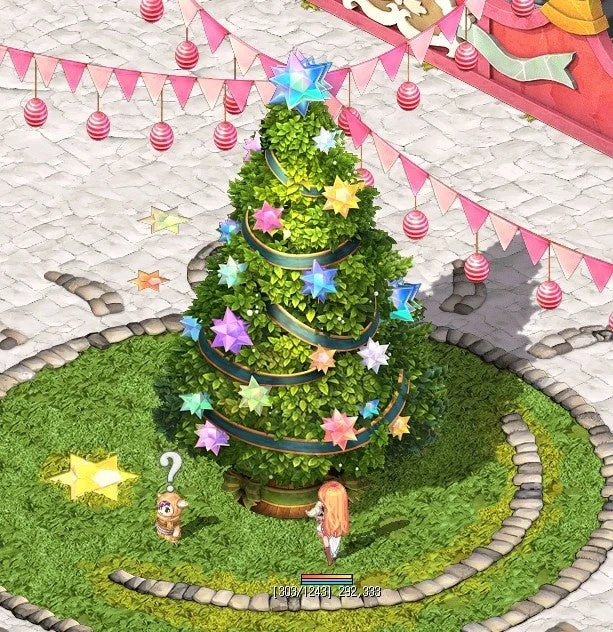 クリスマスツリーと星、祝祭的な雰囲気