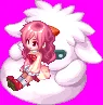ピンク髪の少女と白い生き物アバター
