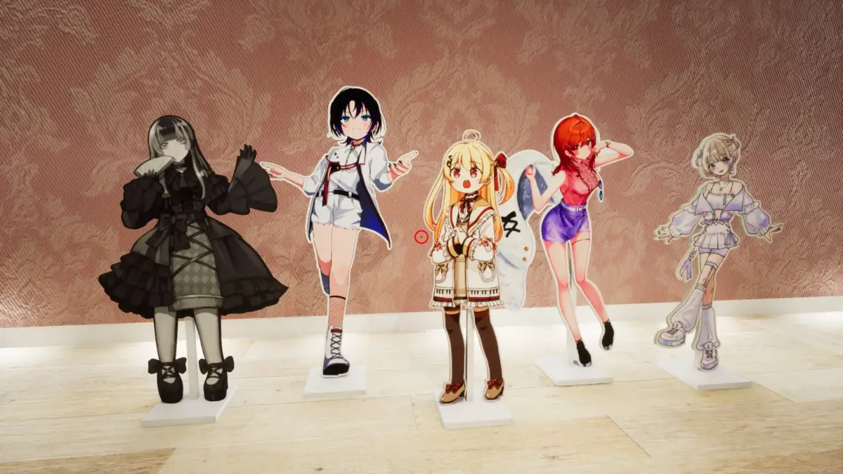 複数のキャラクターパネルが並ぶ展示