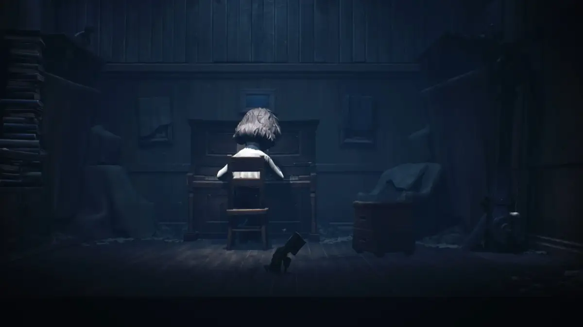 少女、ピアノ、暗い部屋、ホラーゲーム、リトルナイトメア、不気味、廃墟、子供、音楽、薄暗い、モノ、ゲーム