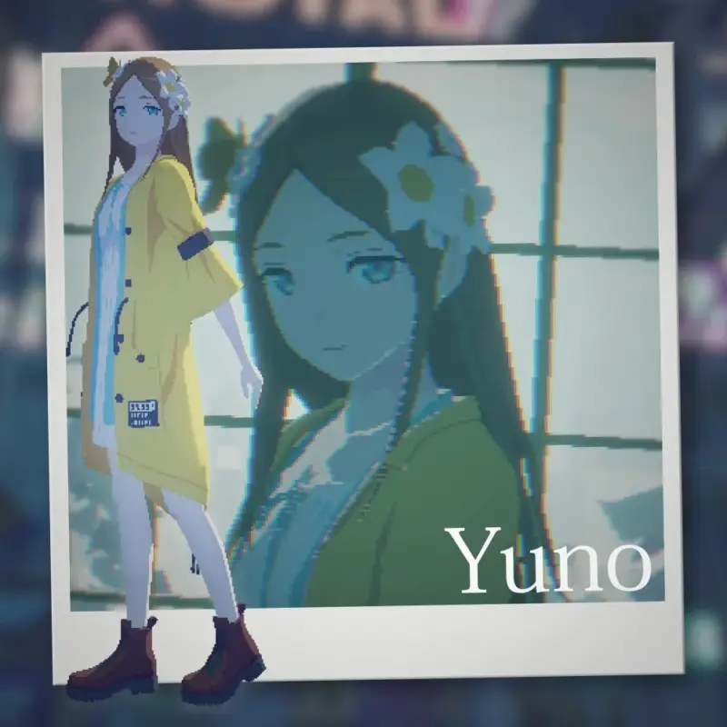 ピクセルアート風の可愛らしい少女「Yuno」が描かれた画像
