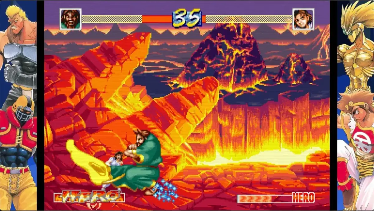 溶岩ステージでの対戦画面
