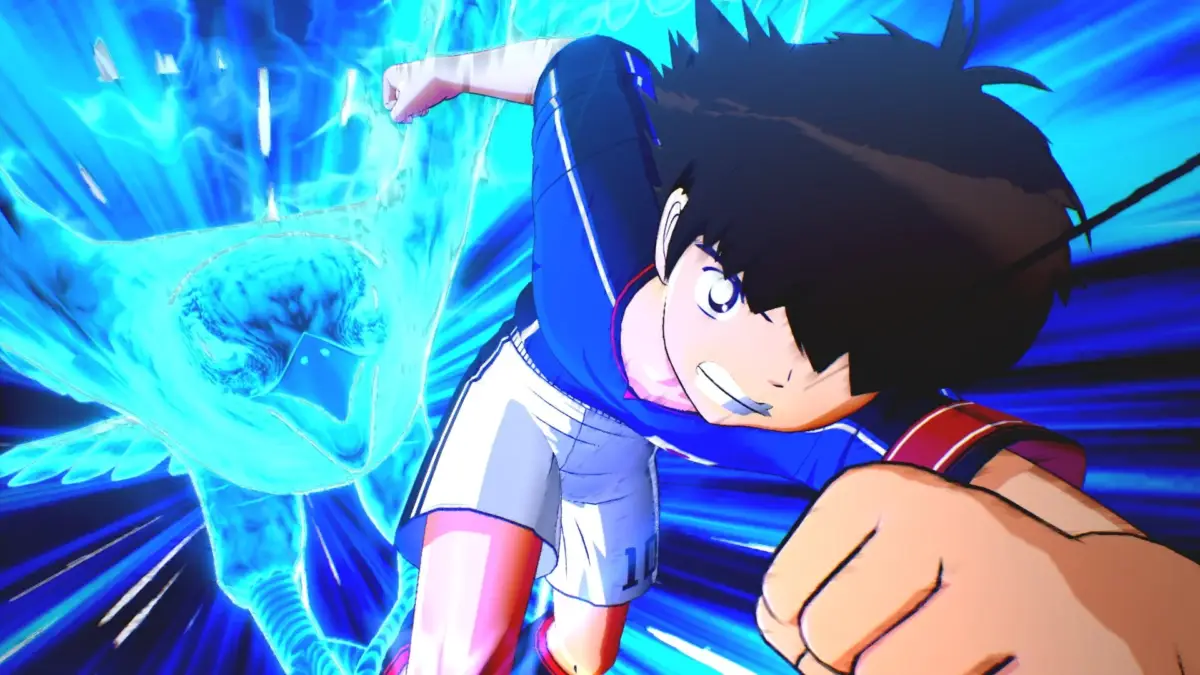アニメ,ゲーム,サッカー,必殺技,スポーツ,フェニックス,青いオーラ,キャラクター,少年,アクション