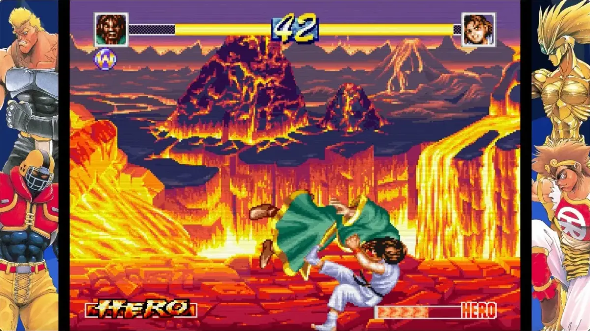 火山ステージでの対戦画面