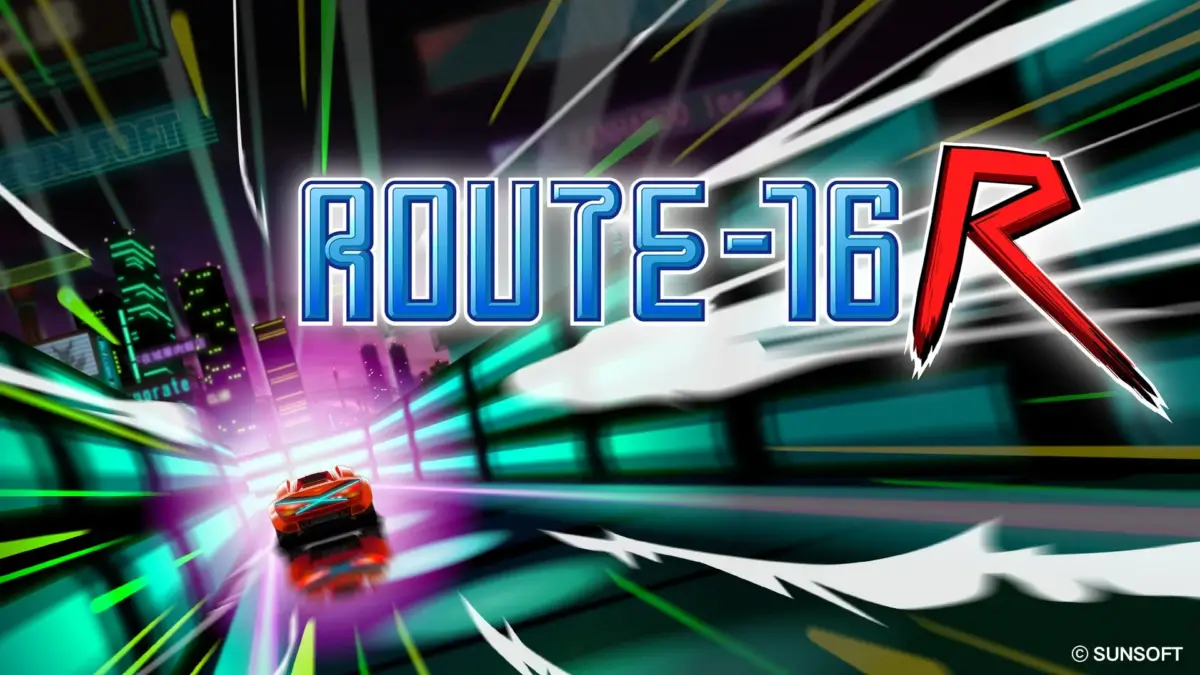 ROUTE-16 Rのタイトルロゴとスポーツカー