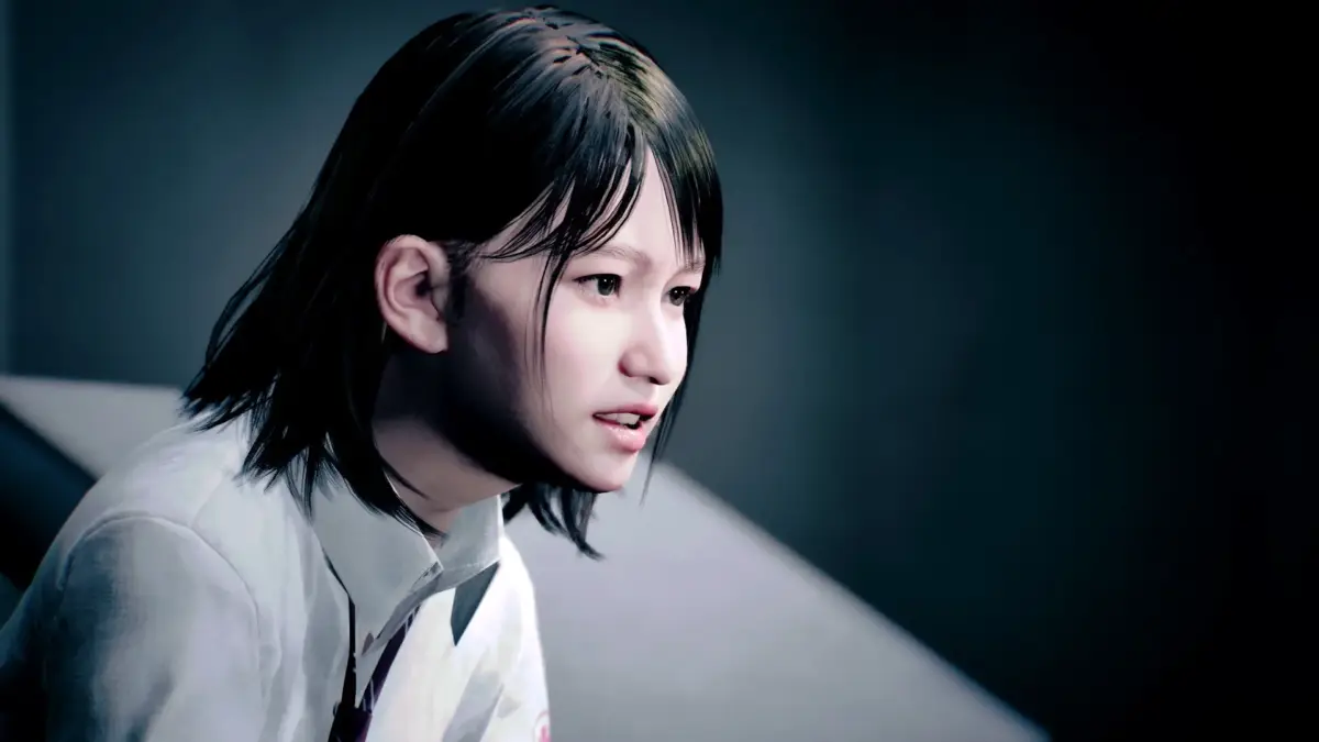 制服の少女のクローズアップ