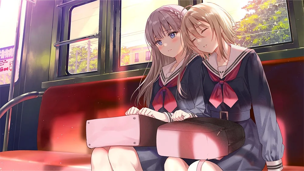 バスで居眠りする女子生徒