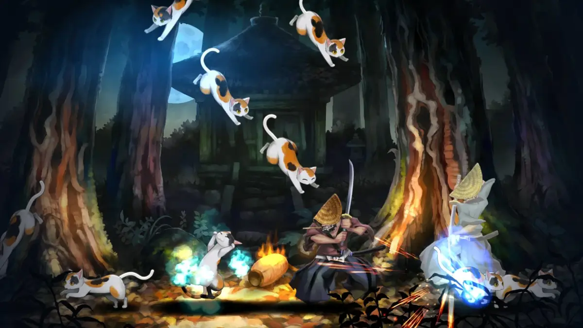 三毛猫と侍の戦闘シーン