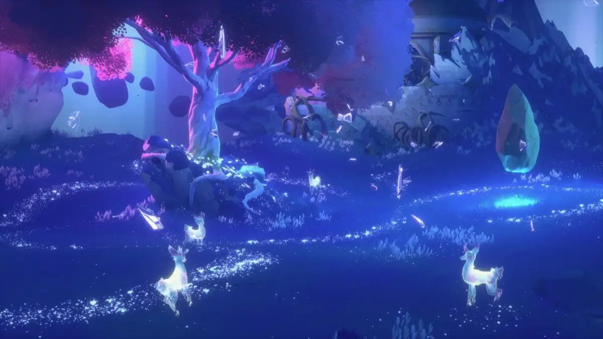 幻想的な夜の森の風景