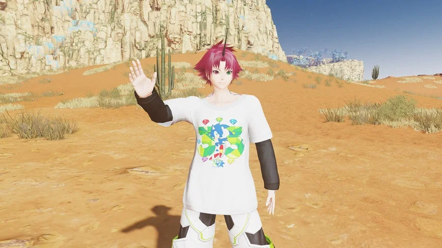 ソニック30周年記念Tシャツを着用したゲームキャラクター