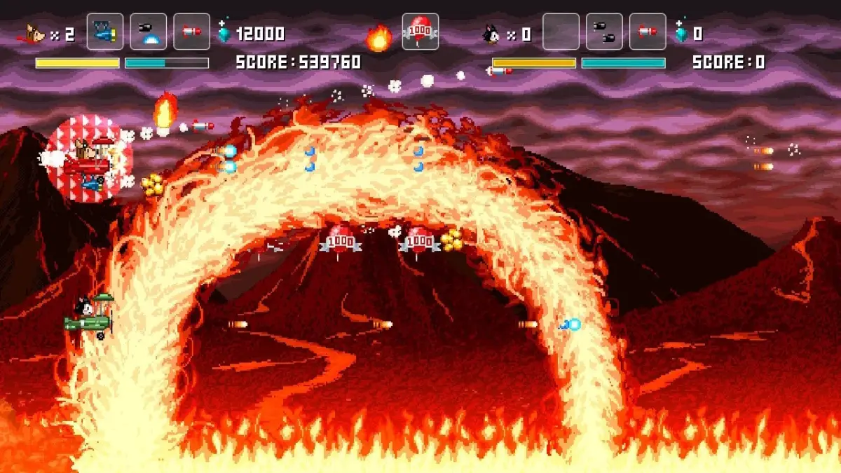 火山と溶岩のステージでの戦闘