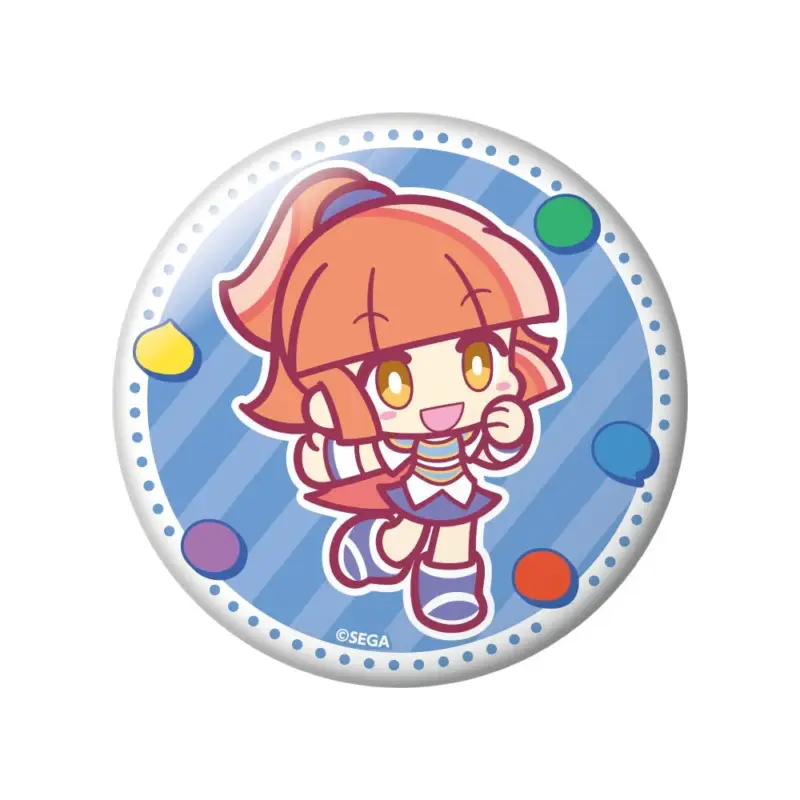 オレンジ色の髪の可愛い女の子キャラクターの缶バッジ