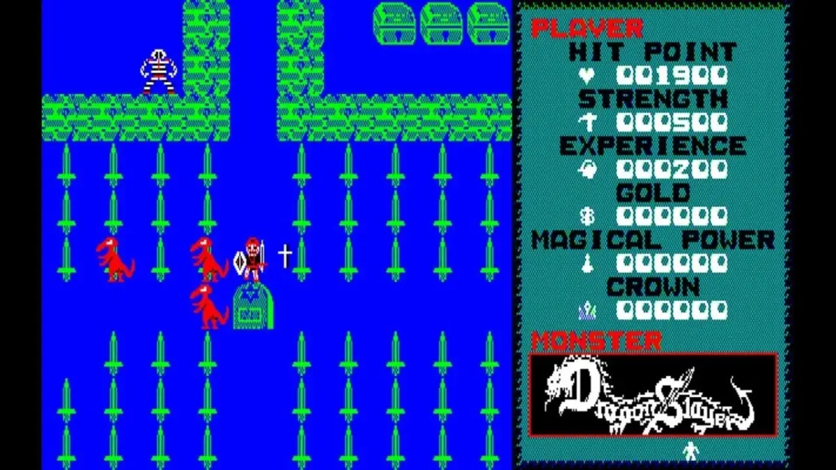 ドラゴンと対峙するゲーム画面