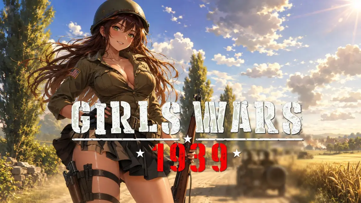 田園風景に立つ美少女兵士