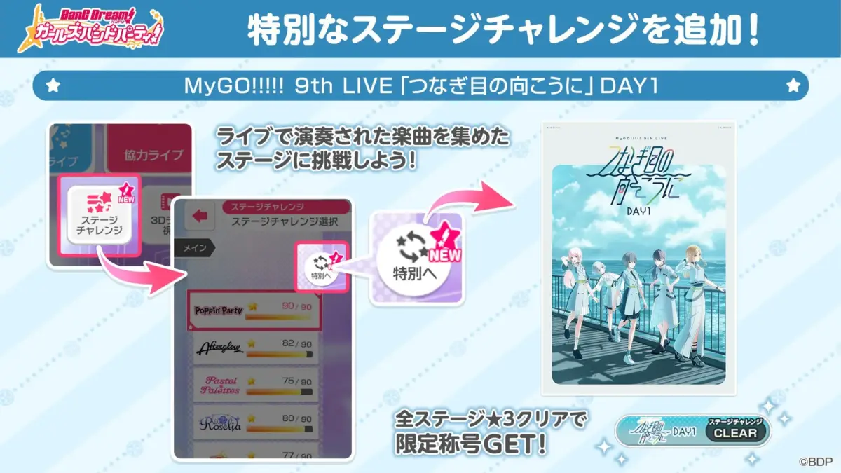 バンドリ! ガールズバンドパーティ! 特別なステージチャレンジを追加! MyGO!!!!! 9th LIVE 「つなぎ目の向こうに」 DAY1