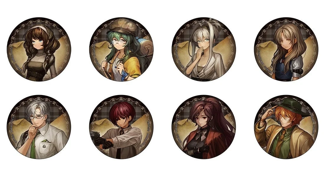 アニメキャラクター,缶バッジ,グッズ,イラスト,男女,集合,ファンタジー,レトロ,ゲーム,キャラクターデザイン