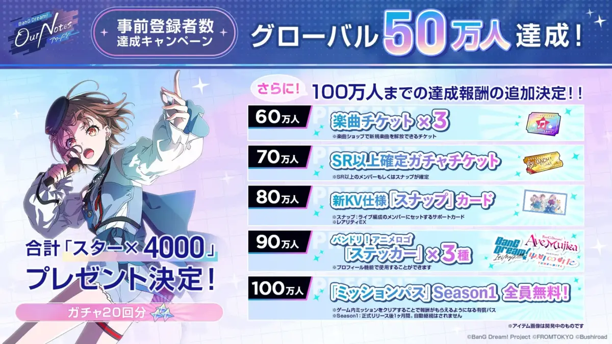 BanG Dream! Our Notes 事前登録者数達成キャンペーン