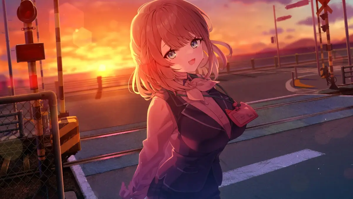 夕焼けの踏切