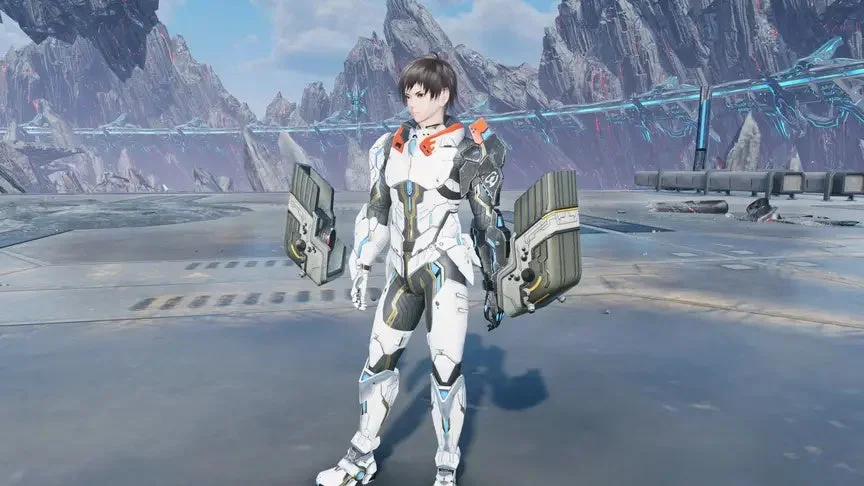 白い戦闘服の男性キャラクター