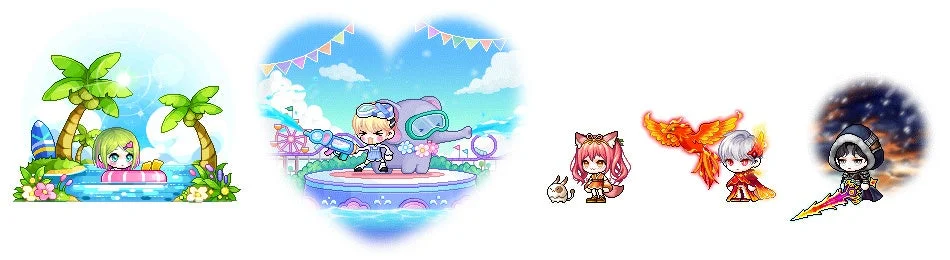 複数のちびキャラのイラスト