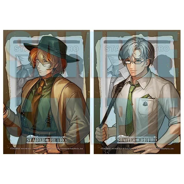 男性キャラクター,アニメ,レトロ,探偵,眼鏡,帽子,イケメン,立ち絵,二人組,ゲーム,イラスト,ヴィンテージ