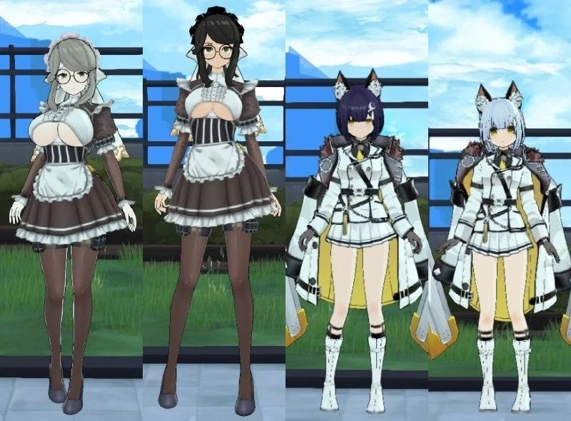 アニメ風の女性キャラクター4人が並んで立っている画像