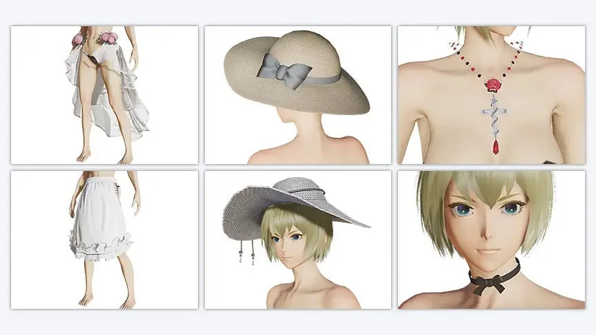 3Dモデルの女性キャラクターとファッションアイテム