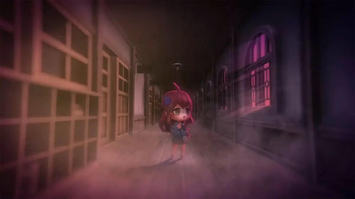 アニメ、キャラクター、少女、廊下