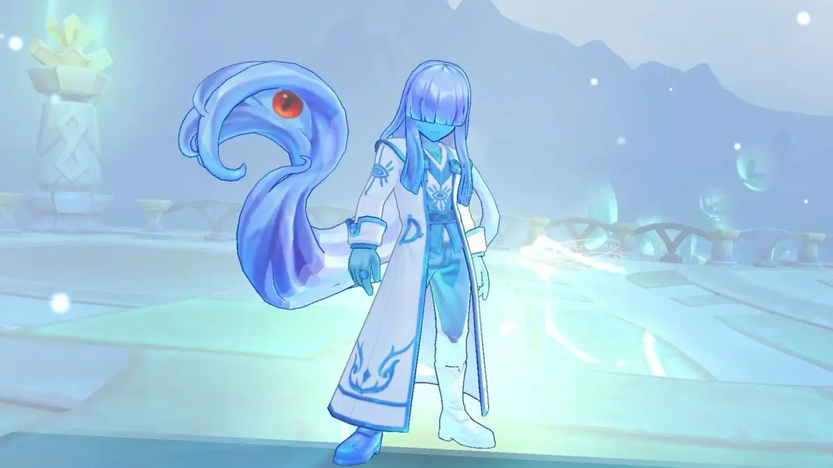 青と白を基調とした神秘的なキャラクター