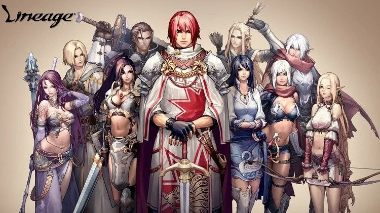 リネージュのキャラクターたちが集結したイラスト