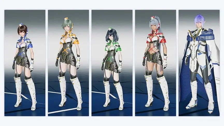 ゲームキャラクター5体の全身像