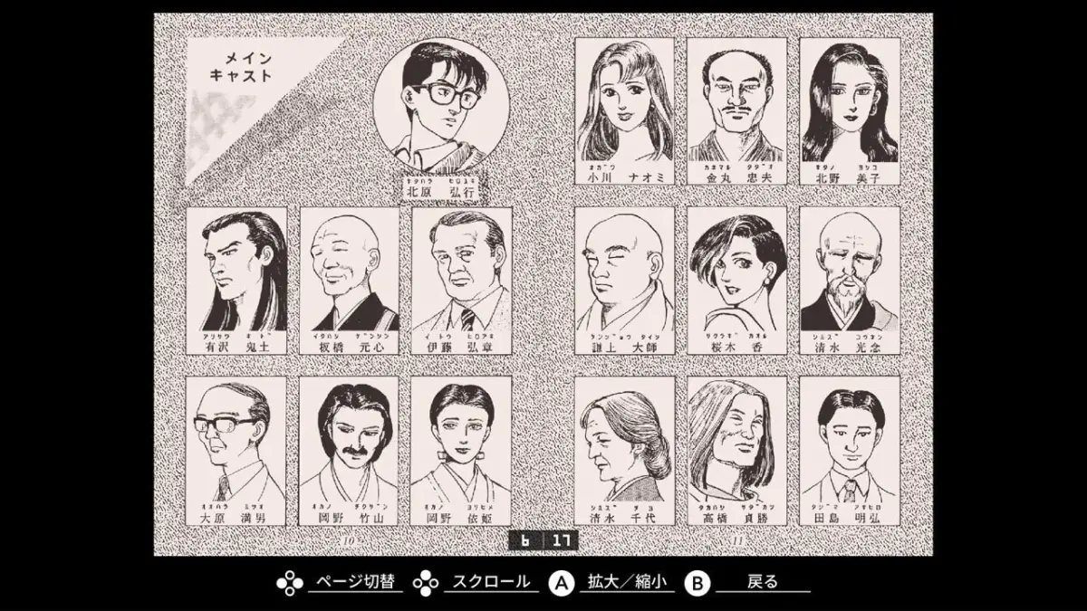 ギャラリーモードのキャラクターリスト