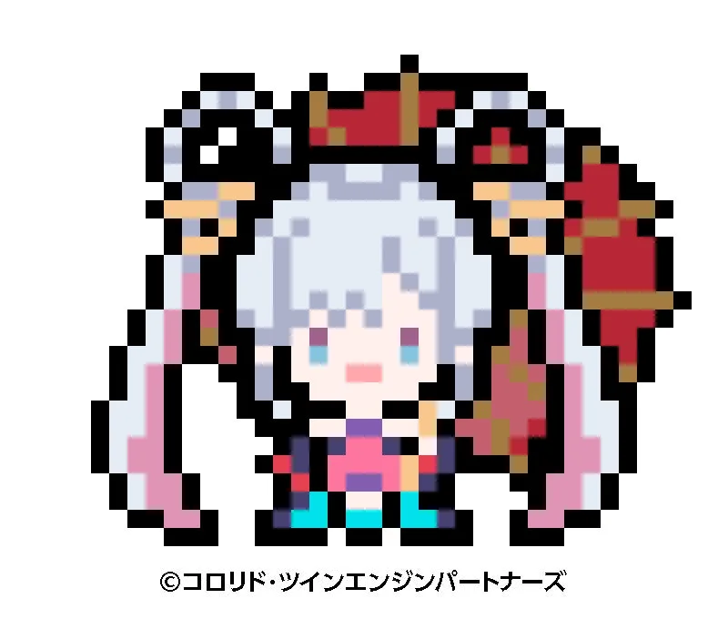 ツインテールの可愛い女の子が描かれたピクセルアートのキャラクターイラストです。