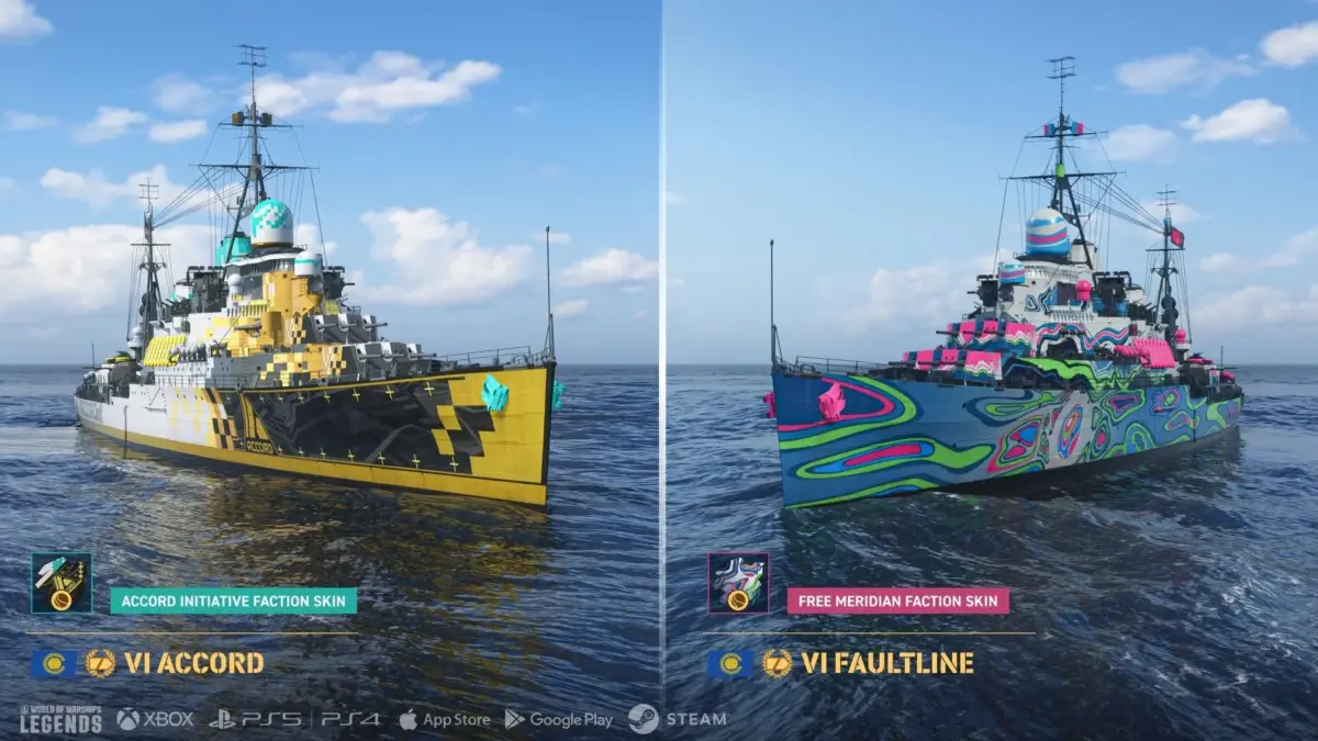 ACCORD INITIATIVE FACTION SKIN と FREE MERIDIAN FACTION SKIN の艦艇
