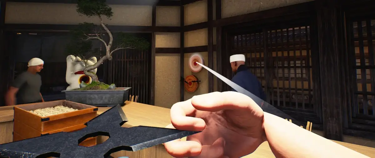 手裏剣を構える一人称視点