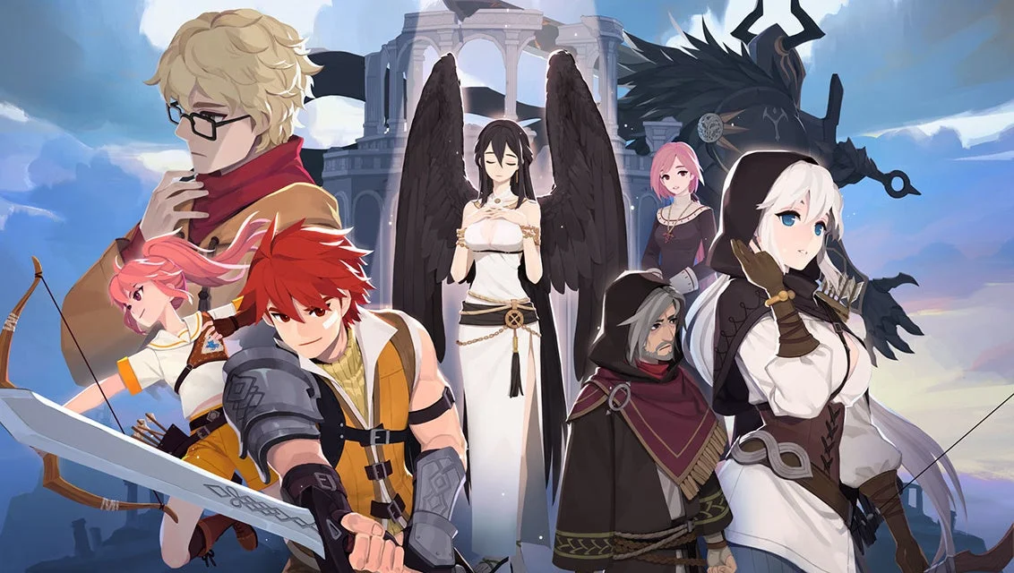 剣士、弓使い、魔法使いが集結したファンタジーキャラクターのイラスト
