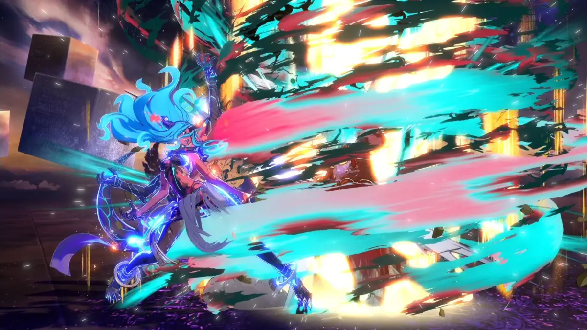 アニメ、ゲーム、ファンタジー、キャラクター、女性、弓、魔法、エフェクト、カラフル、アクション、戦闘、ネオン