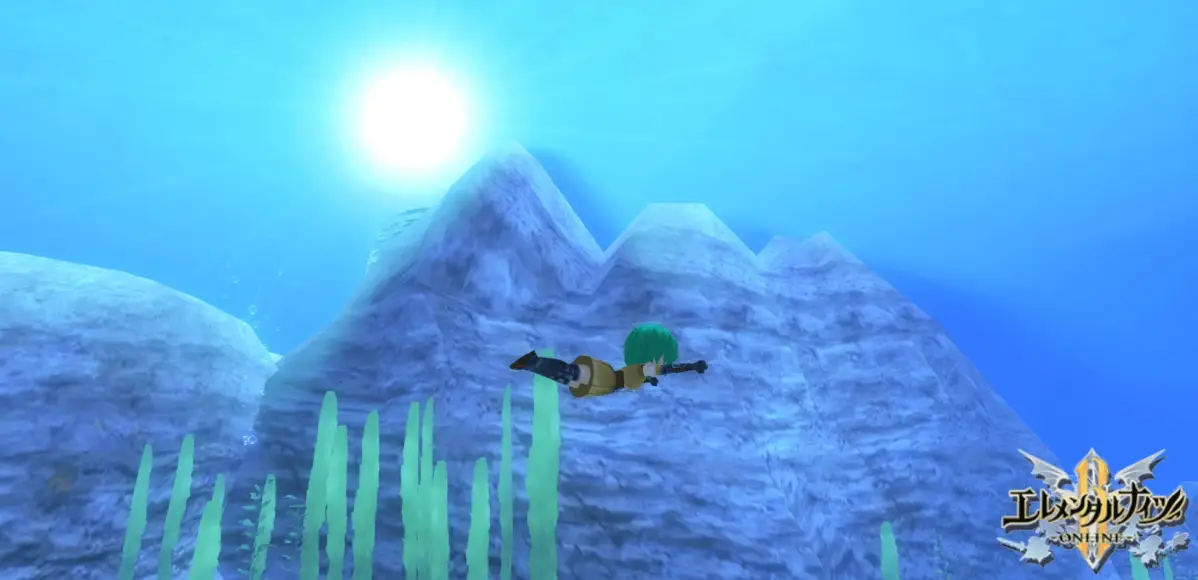 水中を泳ぐキャラクター