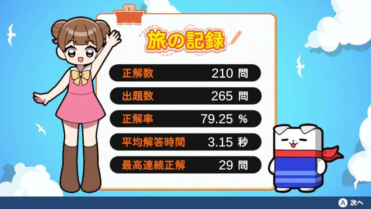 日本一周漢字の旅 ゲーム画面4