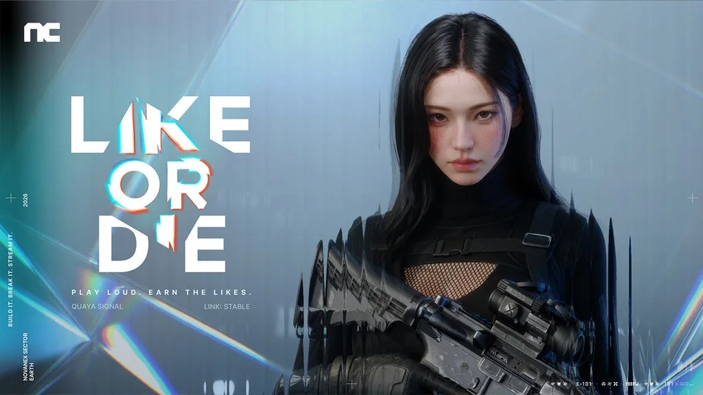 サイバーパンク調の女性戦士が描かれたキービジュアル