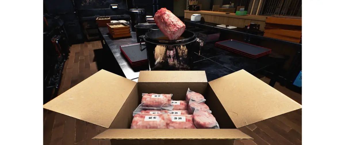 豚肉を調理する様子
