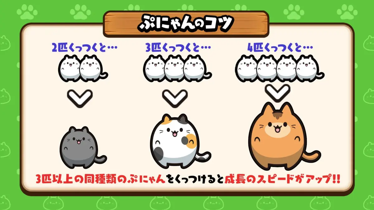 ぷにゃんの成長スピードアップ