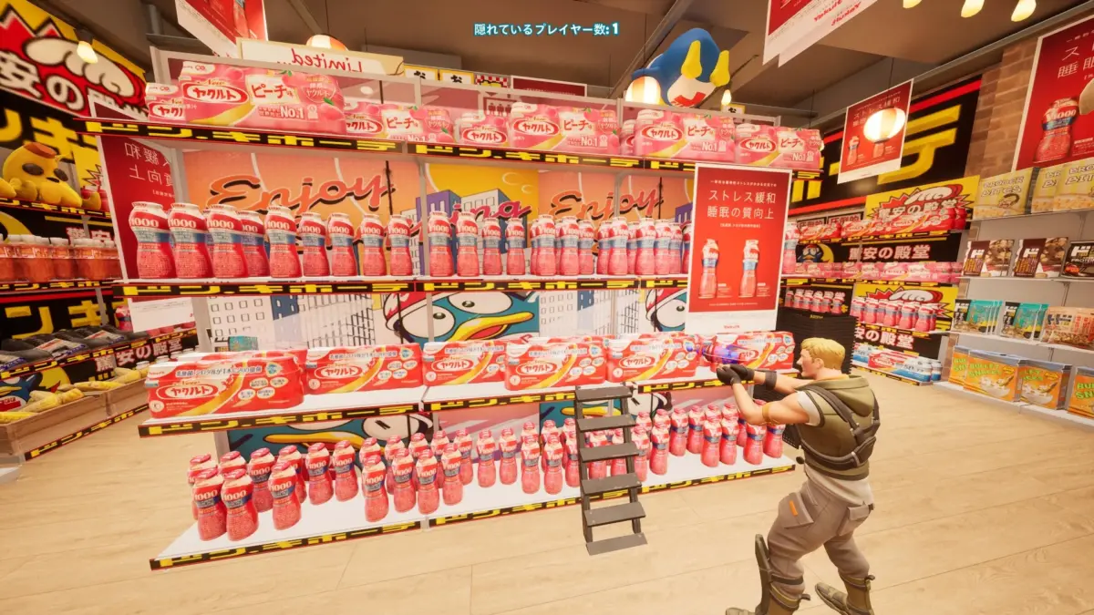 ヤクルト製品棚とキャラクター